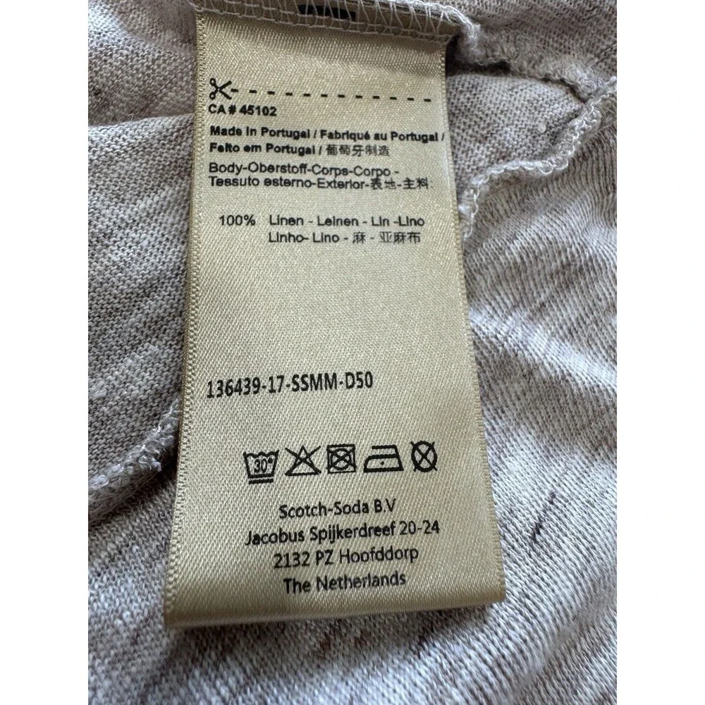 Scotch & Soda Men's Heathered Oatmeal Crewneck Linen Long Sleeve Medium EUC